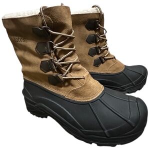 NWOT TOTES Precise Men's Waterproof Winter Boots In Suede, Black Rubber Size 13